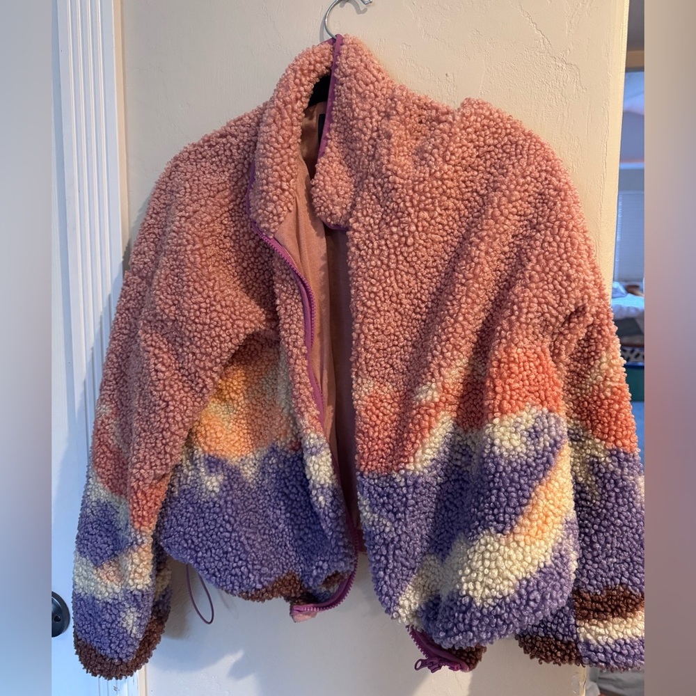 wild fable Pink Multicolor Sherpa Puffer Jacket